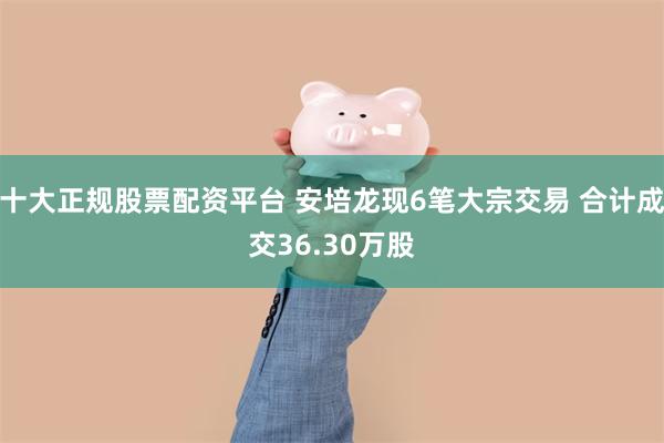 十大正规股票配资平台 安培龙现6笔大宗交易 合计成交36.30万股